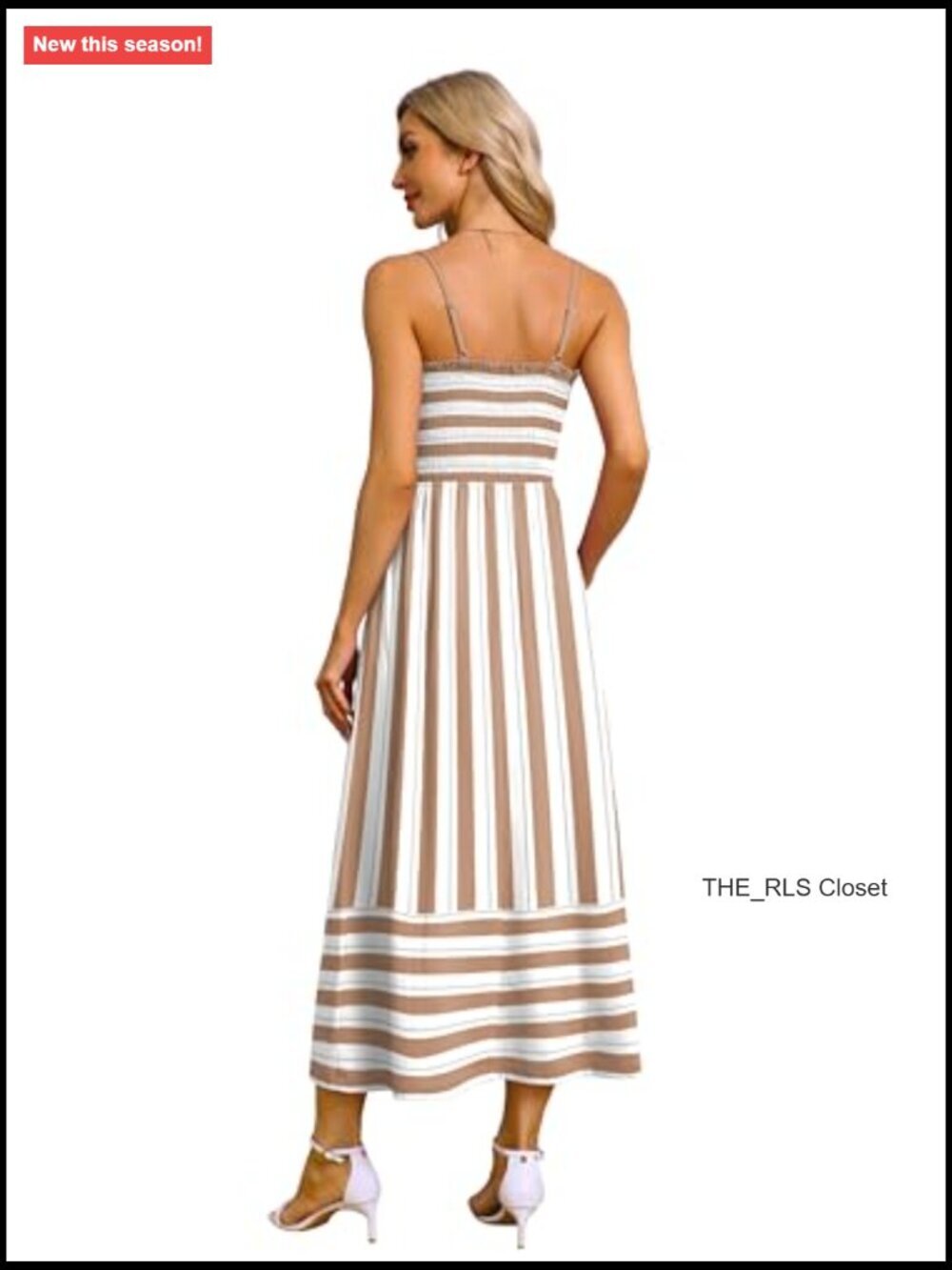 Spaghetti Strap Maxi Dress Smocked with Pockets Casual Boho Beach - Picture 5 of 7